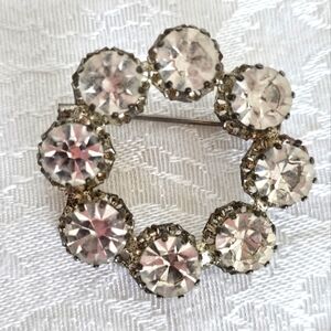 Vintage Austrian Circular Sparkly Rhinestone Brooch
